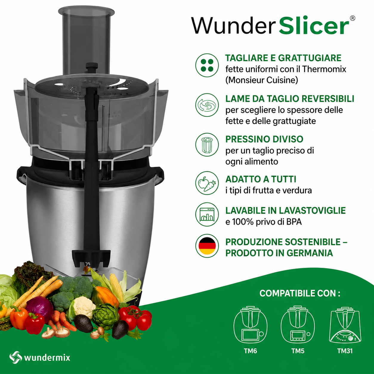 Wundermix-WunderSlicer Coupe-legumi versare Bimby (TM6, TM5, TM31)